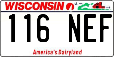 WI license plate 116NEF