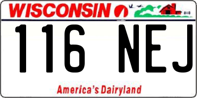 WI license plate 116NEJ