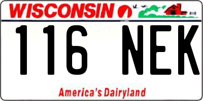 WI license plate 116NEK