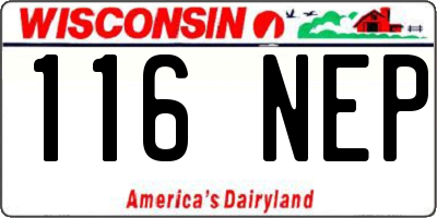 WI license plate 116NEP