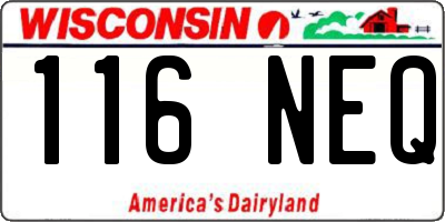 WI license plate 116NEQ
