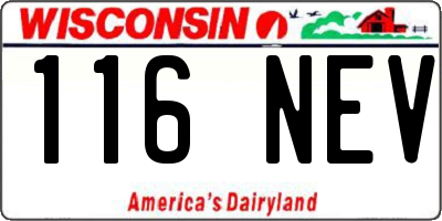 WI license plate 116NEV