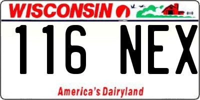 WI license plate 116NEX