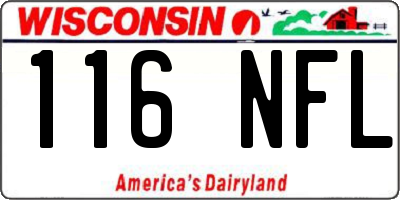 WI license plate 116NFL