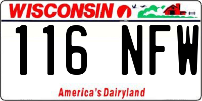 WI license plate 116NFW