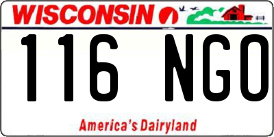 WI license plate 116NGO