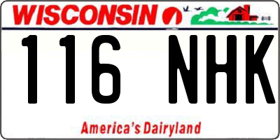 WI license plate 116NHK