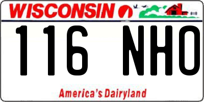 WI license plate 116NHO