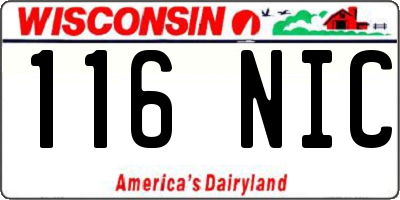 WI license plate 116NIC
