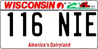 WI license plate 116NIE