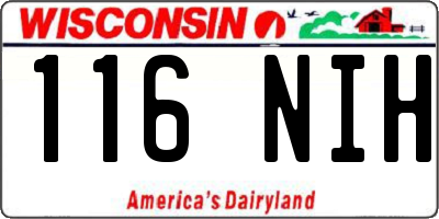 WI license plate 116NIH