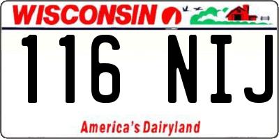 WI license plate 116NIJ