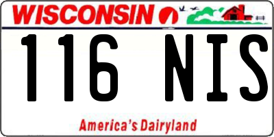 WI license plate 116NIS