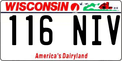WI license plate 116NIV