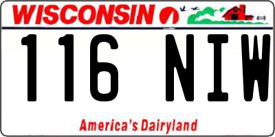 WI license plate 116NIW