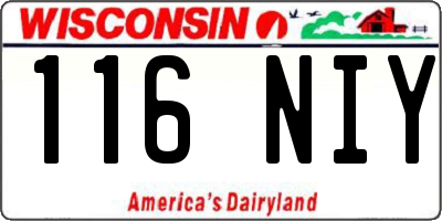 WI license plate 116NIY