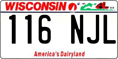 WI license plate 116NJL