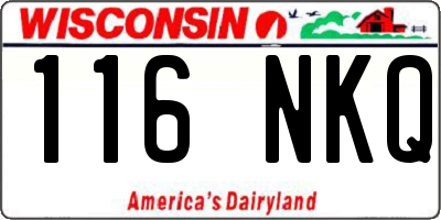 WI license plate 116NKQ