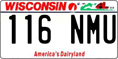 WI license plate 116NMU