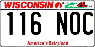 WI license plate 116NOC
