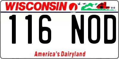 WI license plate 116NOD