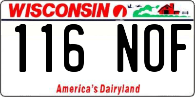 WI license plate 116NOF