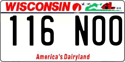 WI license plate 116NOO
