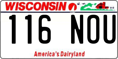 WI license plate 116NOU