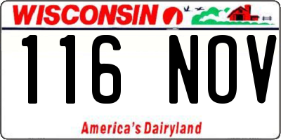 WI license plate 116NOV