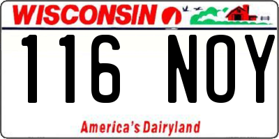 WI license plate 116NOY