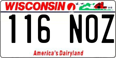 WI license plate 116NOZ
