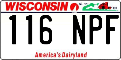 WI license plate 116NPF