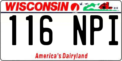 WI license plate 116NPI