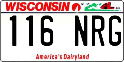 WI license plate 116NRG