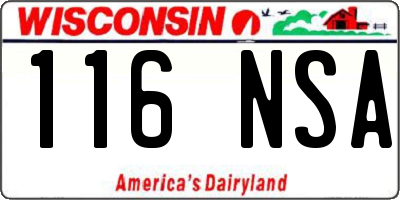 WI license plate 116NSA