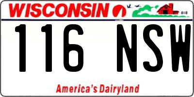 WI license plate 116NSW