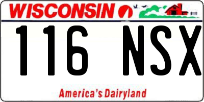 WI license plate 116NSX