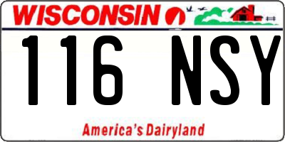 WI license plate 116NSY