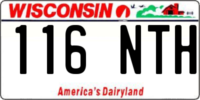 WI license plate 116NTH