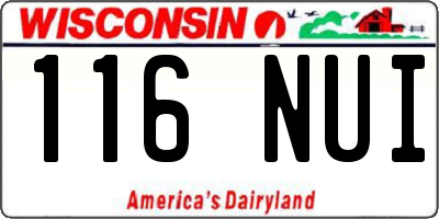 WI license plate 116NUI