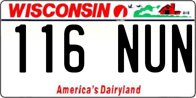 WI license plate 116NUN