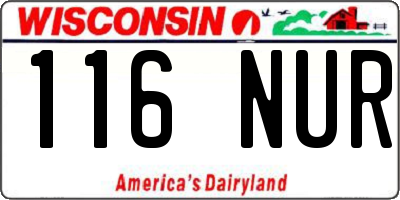 WI license plate 116NUR
