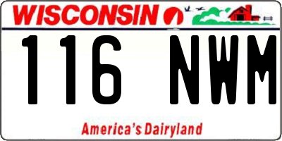 WI license plate 116NWM