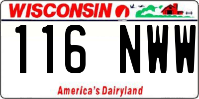 WI license plate 116NWW