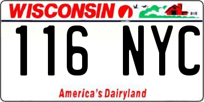 WI license plate 116NYC
