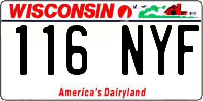 WI license plate 116NYF