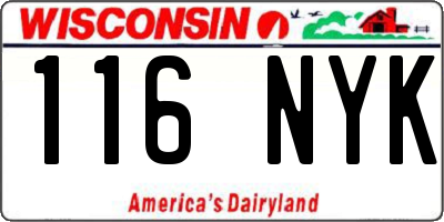 WI license plate 116NYK