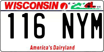 WI license plate 116NYM