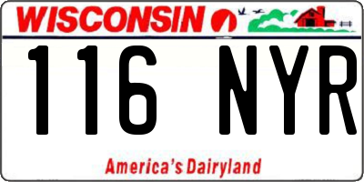 WI license plate 116NYR