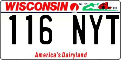 WI license plate 116NYT